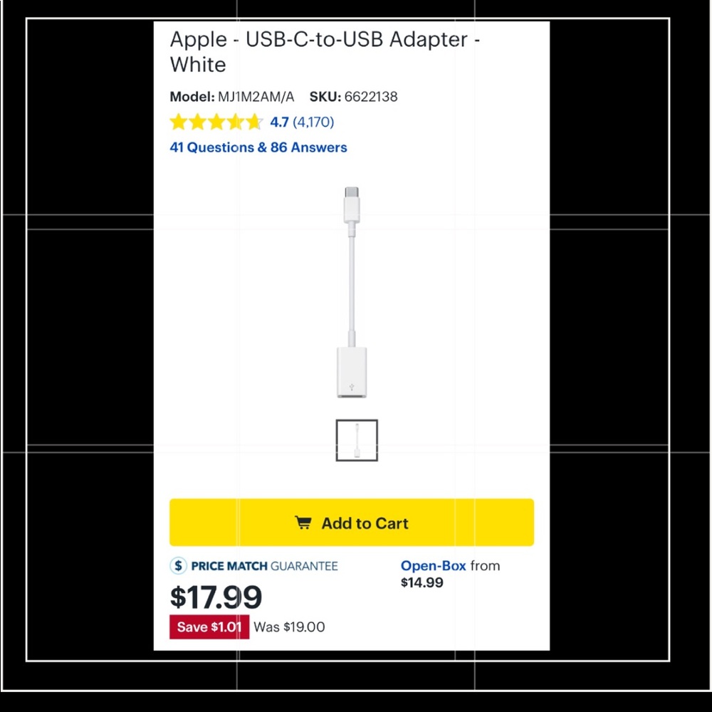 Apple-USB-USB Adapter White